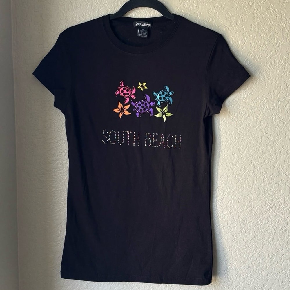 Jon Lauren South Beach Rhinestone Turtle T-Shirt, girls S X-Large